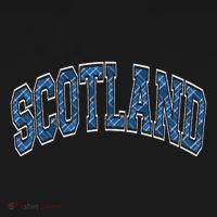Scotland Arched Style Text Blue Plaid Pattern USA-Made Doggie Bandana thumb 2