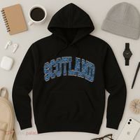 Scotland Arched Style Text Blue Plaid Pattern Hoodie thumb 3