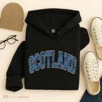 Scotland Arched Style Text Blue Plaid Pattern Hoodie thumb 4