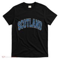 Scotland Arched Style Text Blue Plaid Pattern T-Shirt thumb 0
