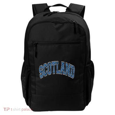 Scotland Arched Style Text Blue Plaid Pattern Backpack