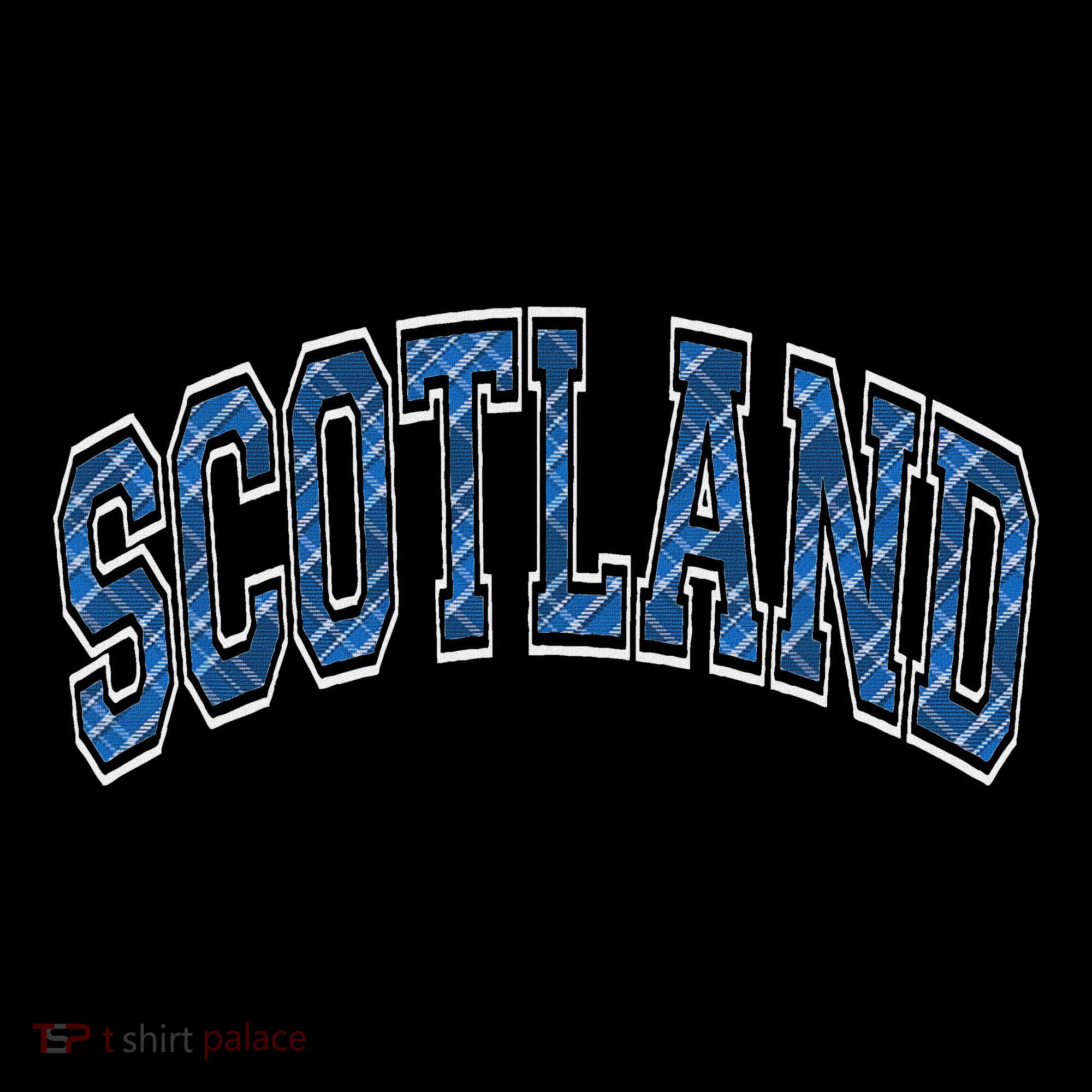 Scotland Arched Style Text Blue Plaid Pattern Bucket Hat