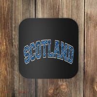Scotland Arched Style Text Blue Plaid Pattern Coaster thumb 0