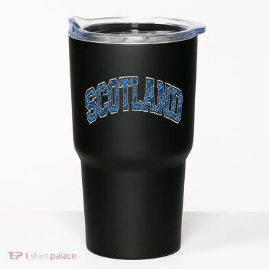 Scotland Arched Style Text Blue Plaid Pattern Tumbler