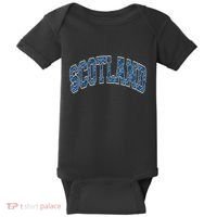 Scotland Arched Style Text Blue Plaid Pattern Baby Bodysuit thumb 0