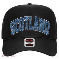 Scotland Arched Style Text Blue Plaid Pattern Hat thumb 0