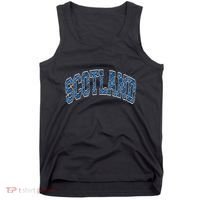 Scotland Arched Style Text Blue Plaid Pattern Tank Top thumb 0
