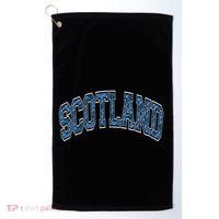 Scotland Arched Style Text Blue Plaid Pattern Golf Towel thumb 0