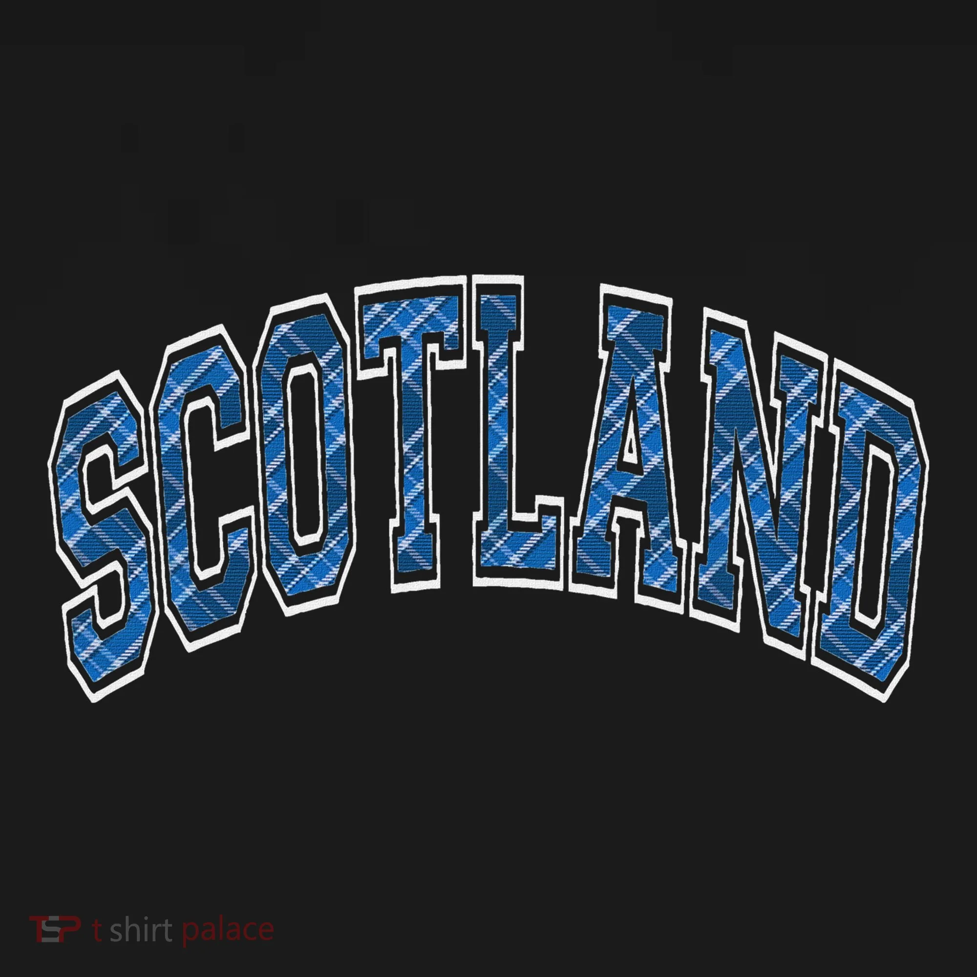 Scotland Arched Style Text Blue Plaid Pattern Toddler T-Shirt
