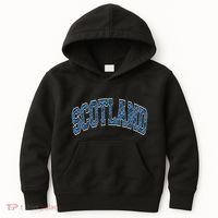 Scotland Arched Style Text Blue Plaid Pattern Kids Hoodie thumb 0