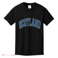 Scotland Arched Style Text Blue Plaid Pattern Kids T-Shirt thumb 0