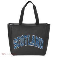 Scotland Arched Style Text Blue Plaid Pattern Tote Bag thumb 0