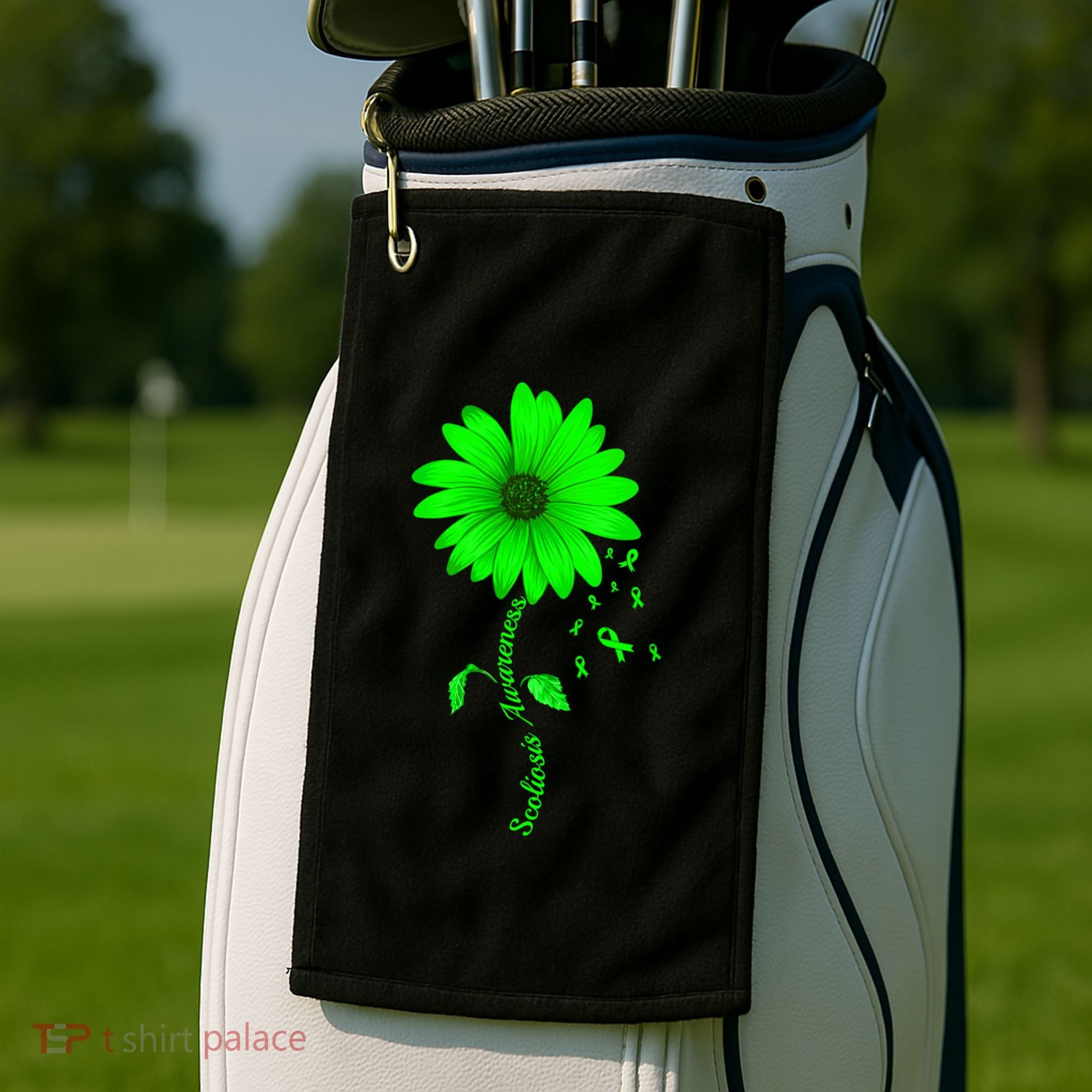 Scoliosis Awareness Sunflower Gift Golf Towel