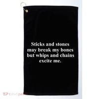Sticks And Stones May Break My Bones Golf Towel thumb 0