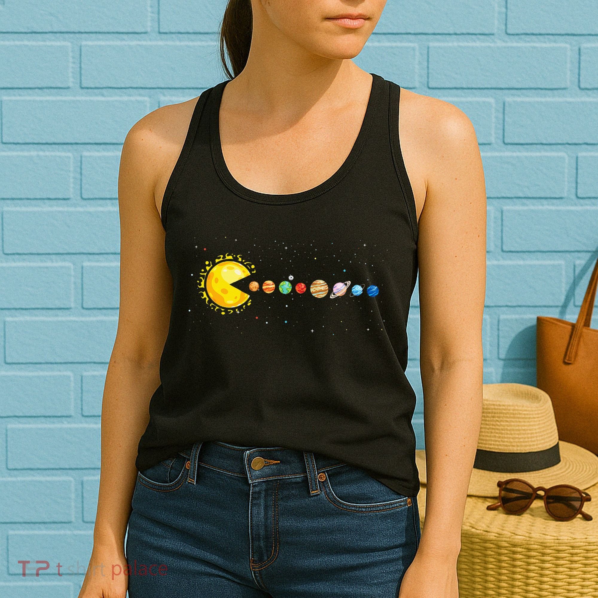 Space Astronomer Science Astronaut Sun Eat Planet Video Game Women's Tank Top