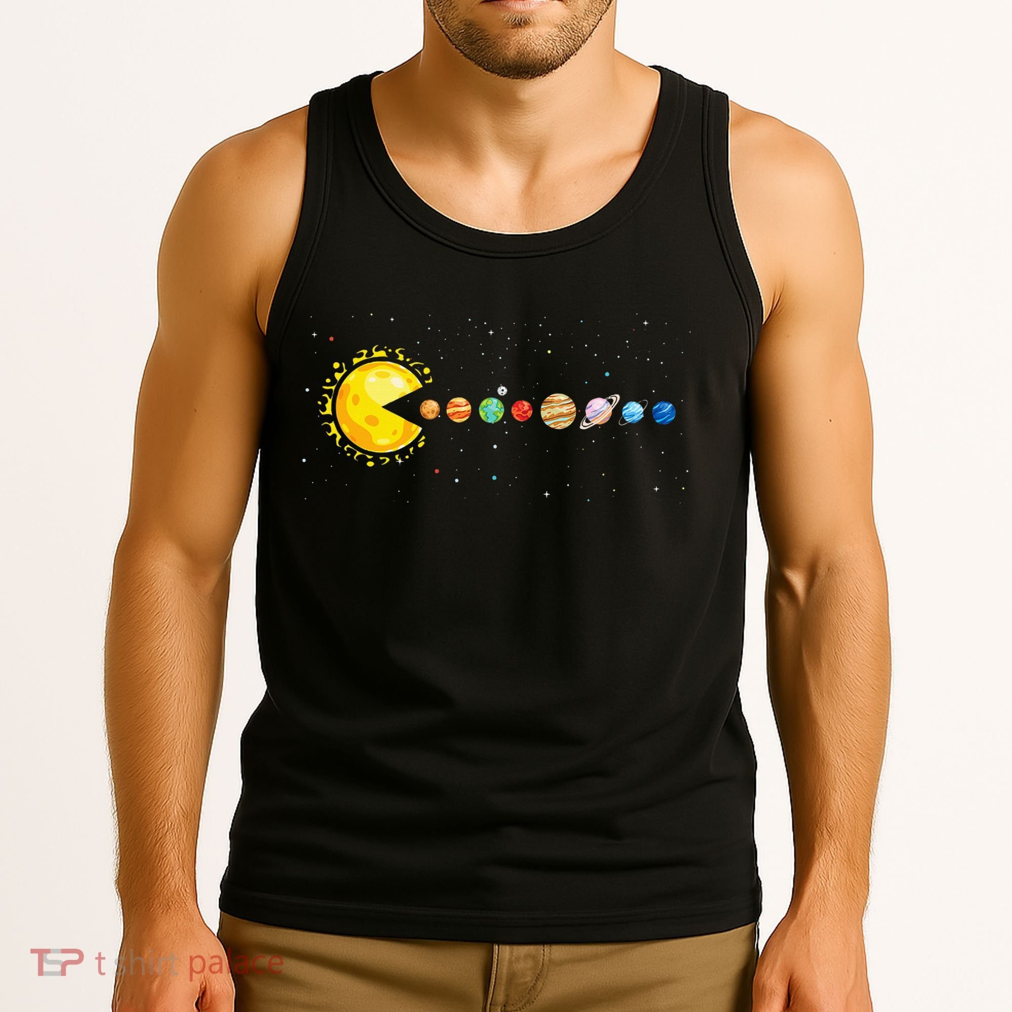 Space Astronomer Science Astronaut Sun Eat Planet Video Game Tank Top