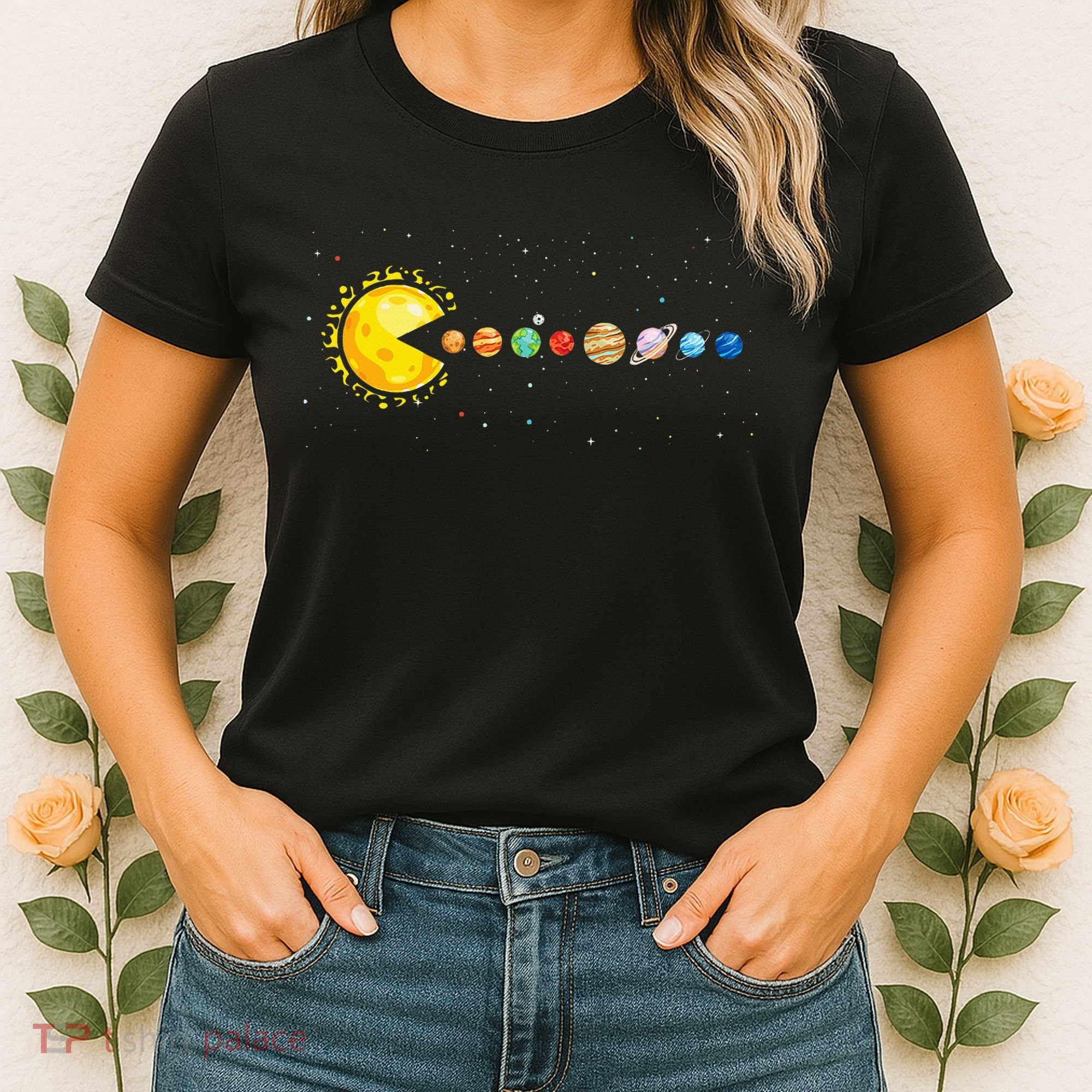 Space Astronomer Science Astronaut Sun Eat Planet Video Game Women's T-Shirt