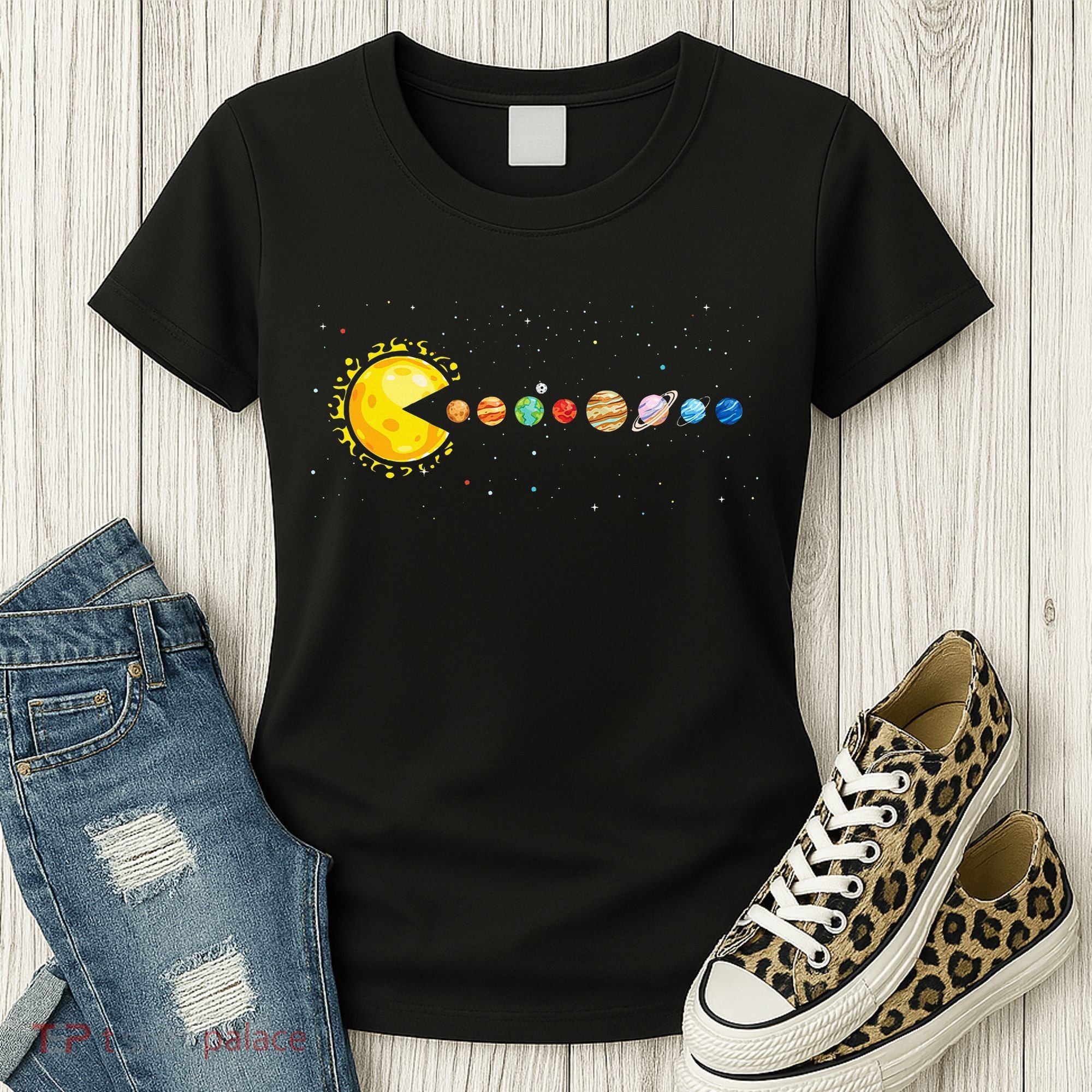 Space Astronomer Science Astronaut Sun Eat Planet Video Game Women's T-Shirt