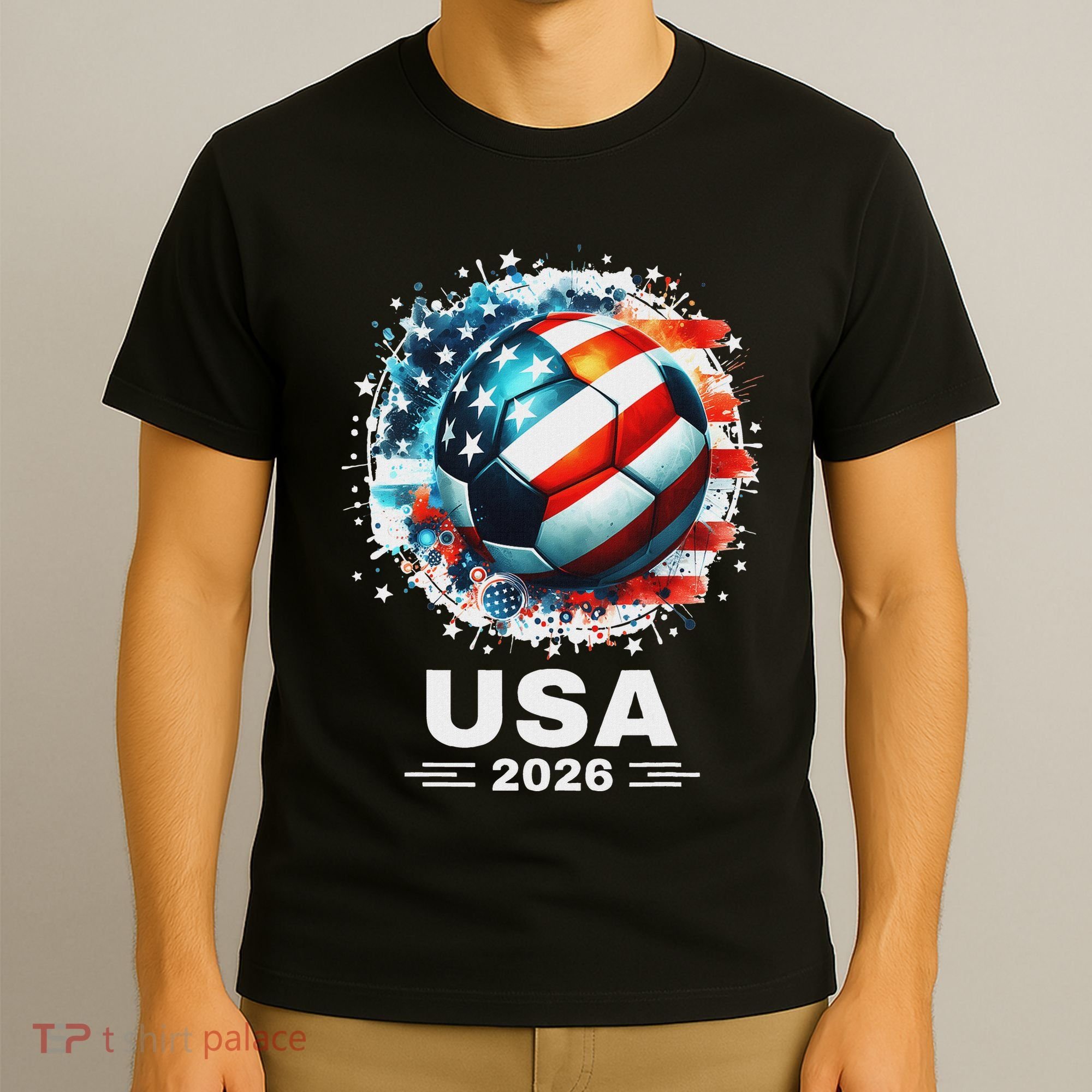 Soccer Apparel Soccer Player American Flag Cup Soccer 2026 T-Shirt