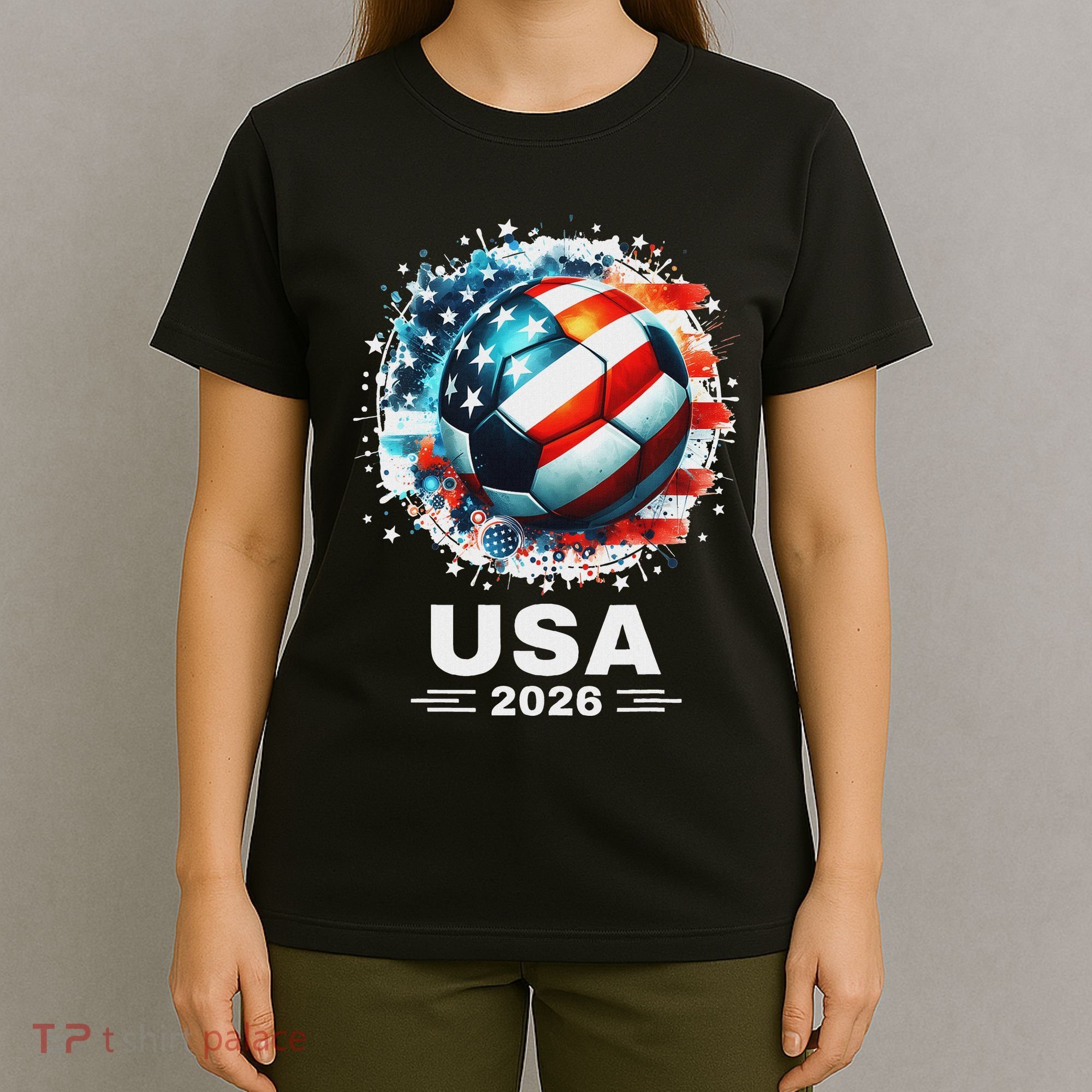 Soccer Apparel Soccer Player American Flag Cup Soccer 2026 T-Shirt