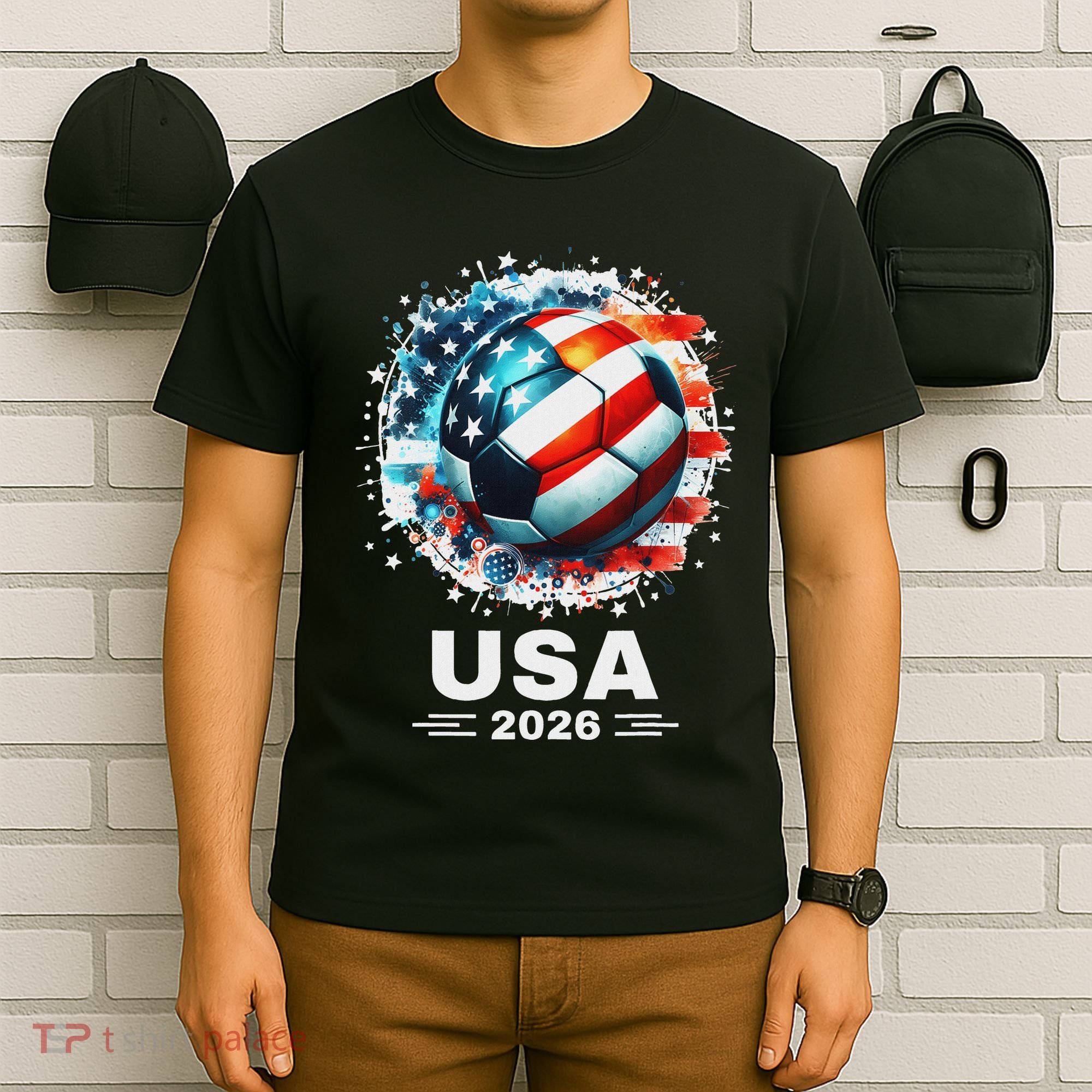 Soccer Apparel Soccer Player American Flag Cup Soccer 2026 T-Shirt