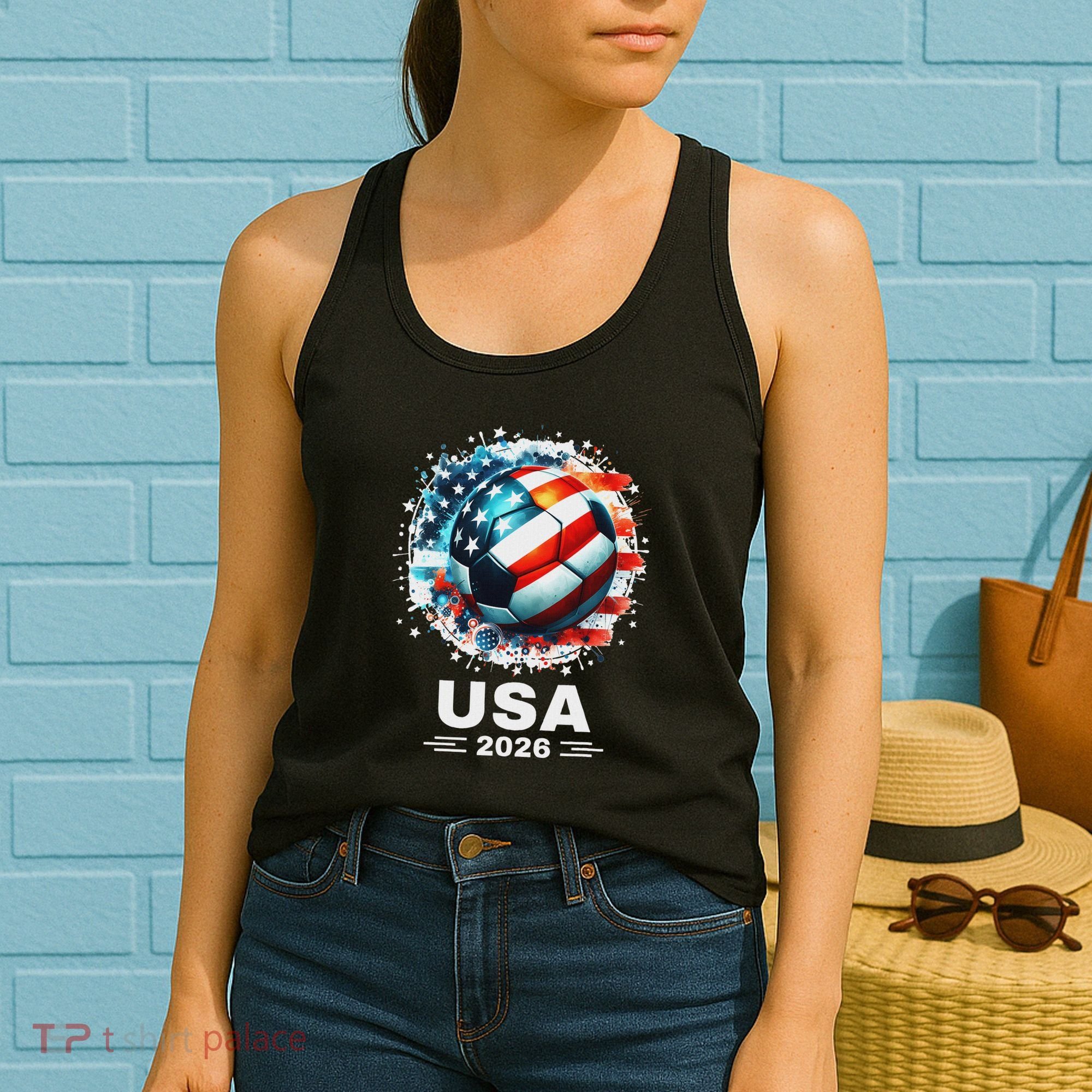 Soccer Apparel Soccer Player American Flag Cup Soccer 2026 Women's Tank Top