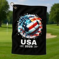 Soccer Apparel Soccer Player American Flag Cup Soccer 2026 Golf Towel thumb 1