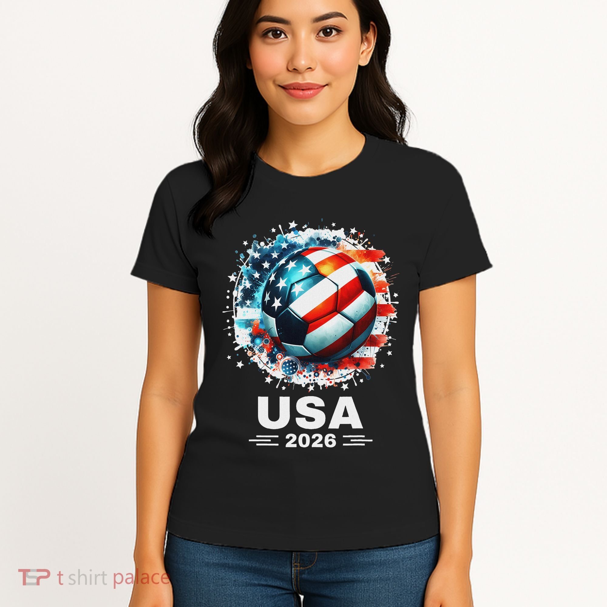 Soccer Apparel Soccer Player American Flag Cup Soccer 2026 Women's T-Shirt