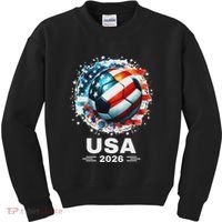 Soccer Apparel Soccer Player American Flag Cup Soccer 2026 Kids Sweatshirt thumb 0