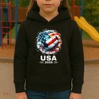 Soccer Apparel Soccer Player American Flag Cup Soccer 2026 Kids Hoodie thumb 3