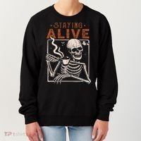 Staying Alive Skeleton Drink Coffee Funny Skeleton Skull Women's Sweatshirt thumb 0