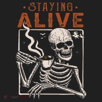 Staying Alive Skeleton Drink Coffee Funny Skeleton Skull Women's Sweatshirt thumb 2