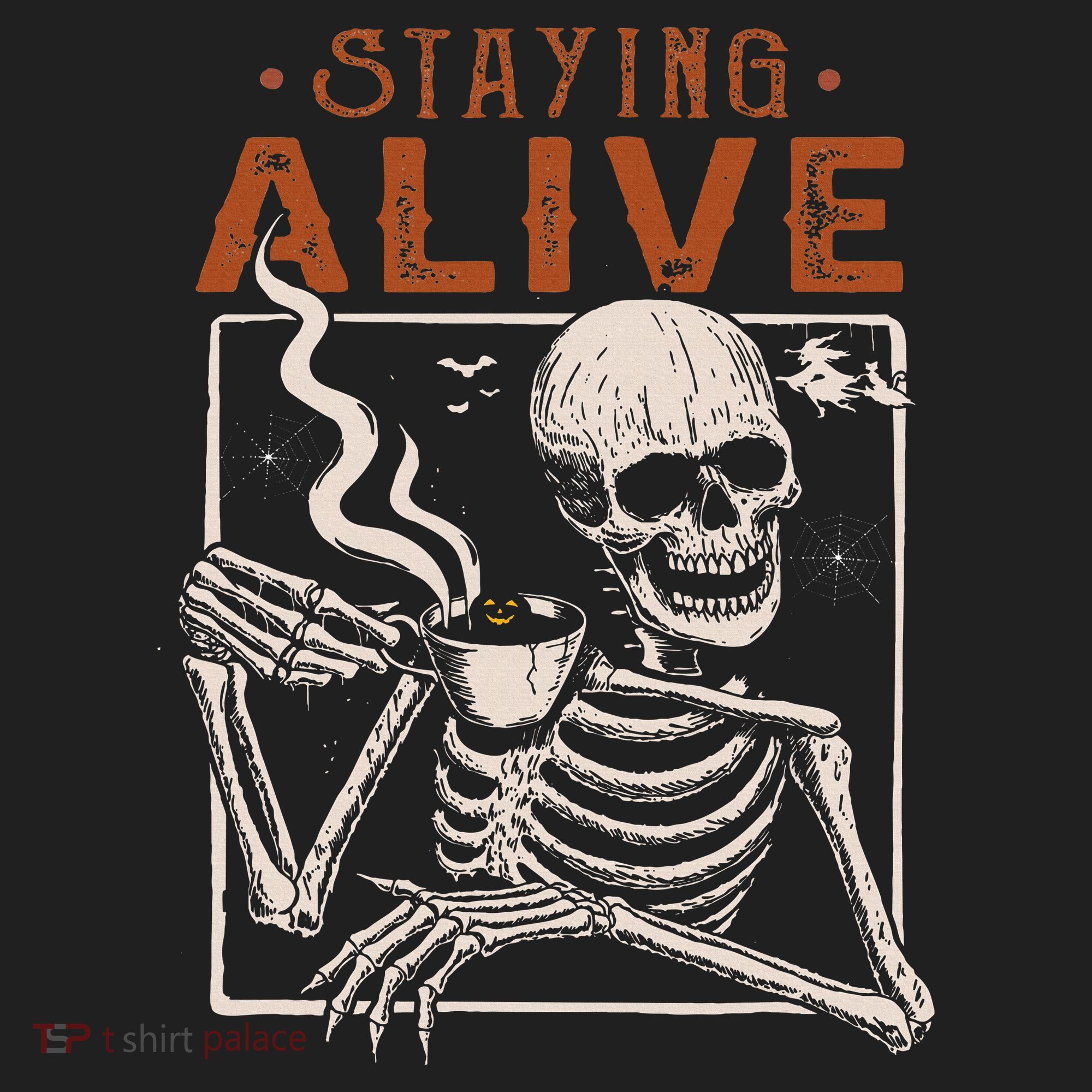 Staying Alive Skeleton Drink Coffee Funny Skeleton Skull Women's Sweatshirt