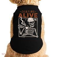 Staying Alive Skeleton Drink Coffee Funny Skeleton Skull Doggie Tank thumb 0
