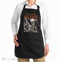 Staying Alive Skeleton Drink Coffee Funny Skeleton Skull Apron thumb 2