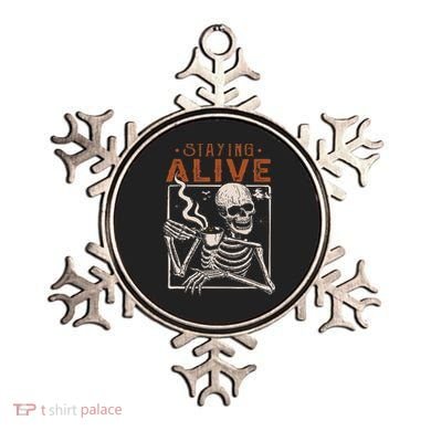 Staying Alive Skeleton Drink Coffee Funny Skeleton Skull Ornament