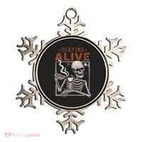 Staying Alive Skeleton Drink Coffee Funny Skeleton Skull Ornament thumb 0