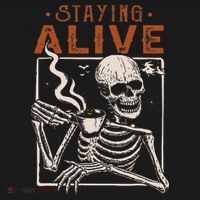 Staying Alive Skeleton Drink Coffee Funny Skeleton Skull Tank Top thumb 6