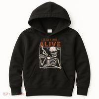 Staying Alive Skeleton Drink Coffee Funny Skeleton Skull Kids Hoodie thumb 0