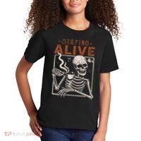 Staying Alive Skeleton Drink Coffee Funny Skeleton Skull Kids T-Shirt thumb 2