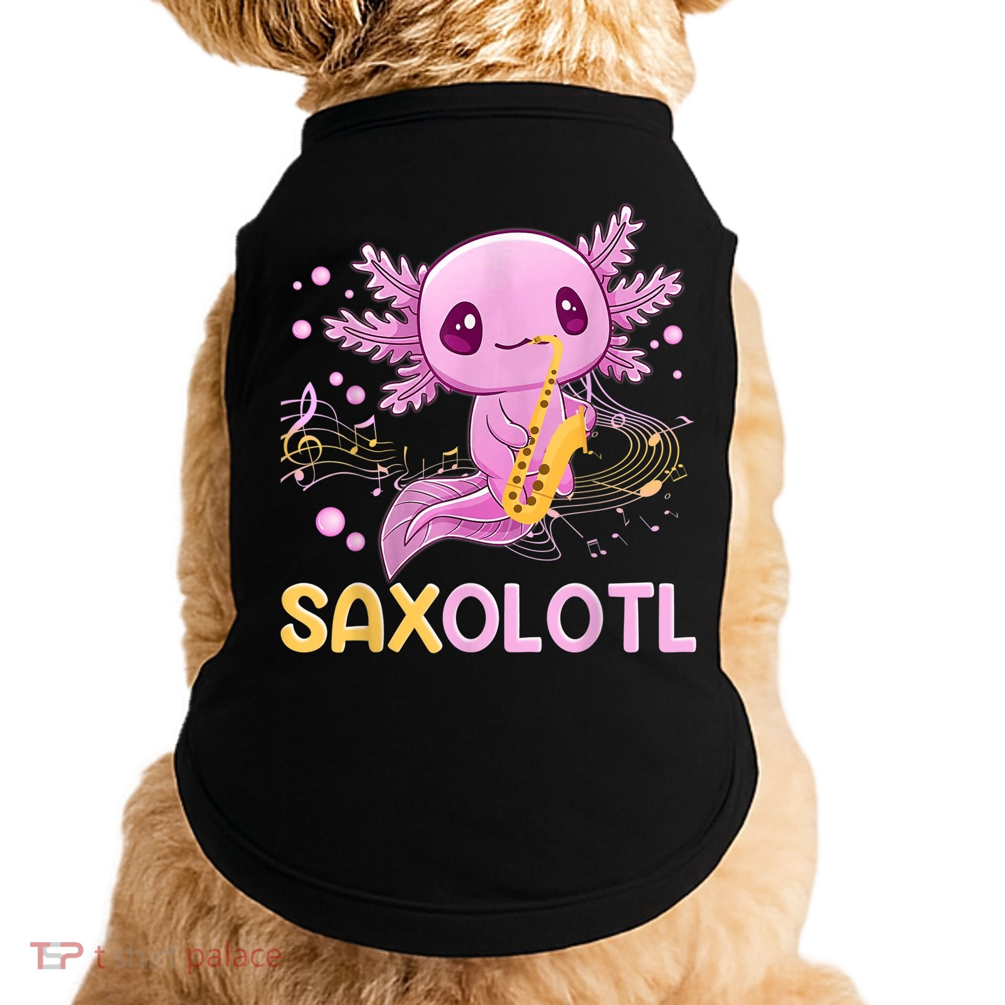 Saxolotl Adorable Saxophone Playing Funny Axolotl Gift Girls Doggie Tank