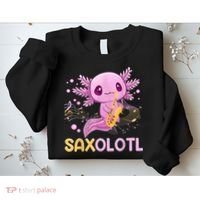 Saxolotl Adorable Saxophone Playing Funny Axolotl Gift Girls Sweatshirt thumb 2