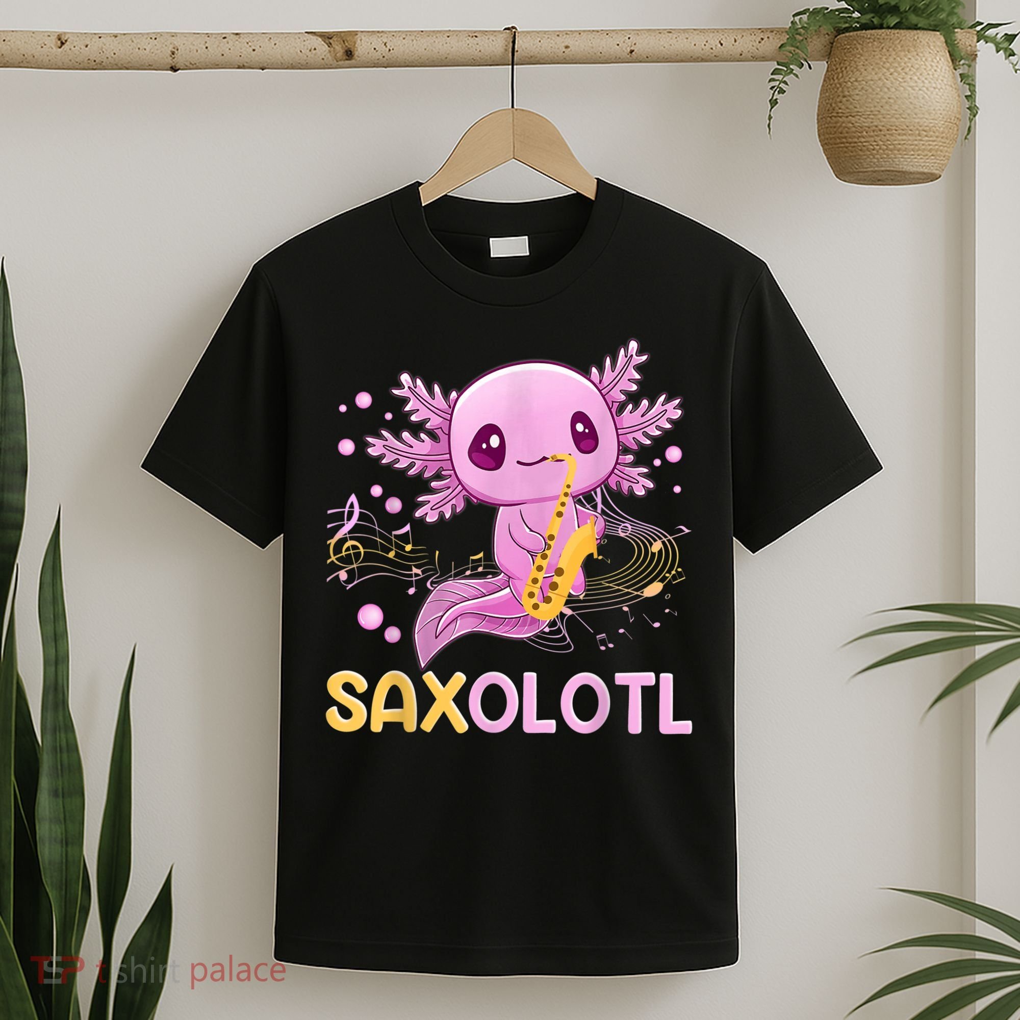Saxolotl Adorable Saxophone Playing Funny Axolotl Gift Girls T-Shirt