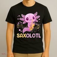 Saxolotl Adorable Saxophone Playing Funny Axolotl Gift Girls T-Shirt thumb 3