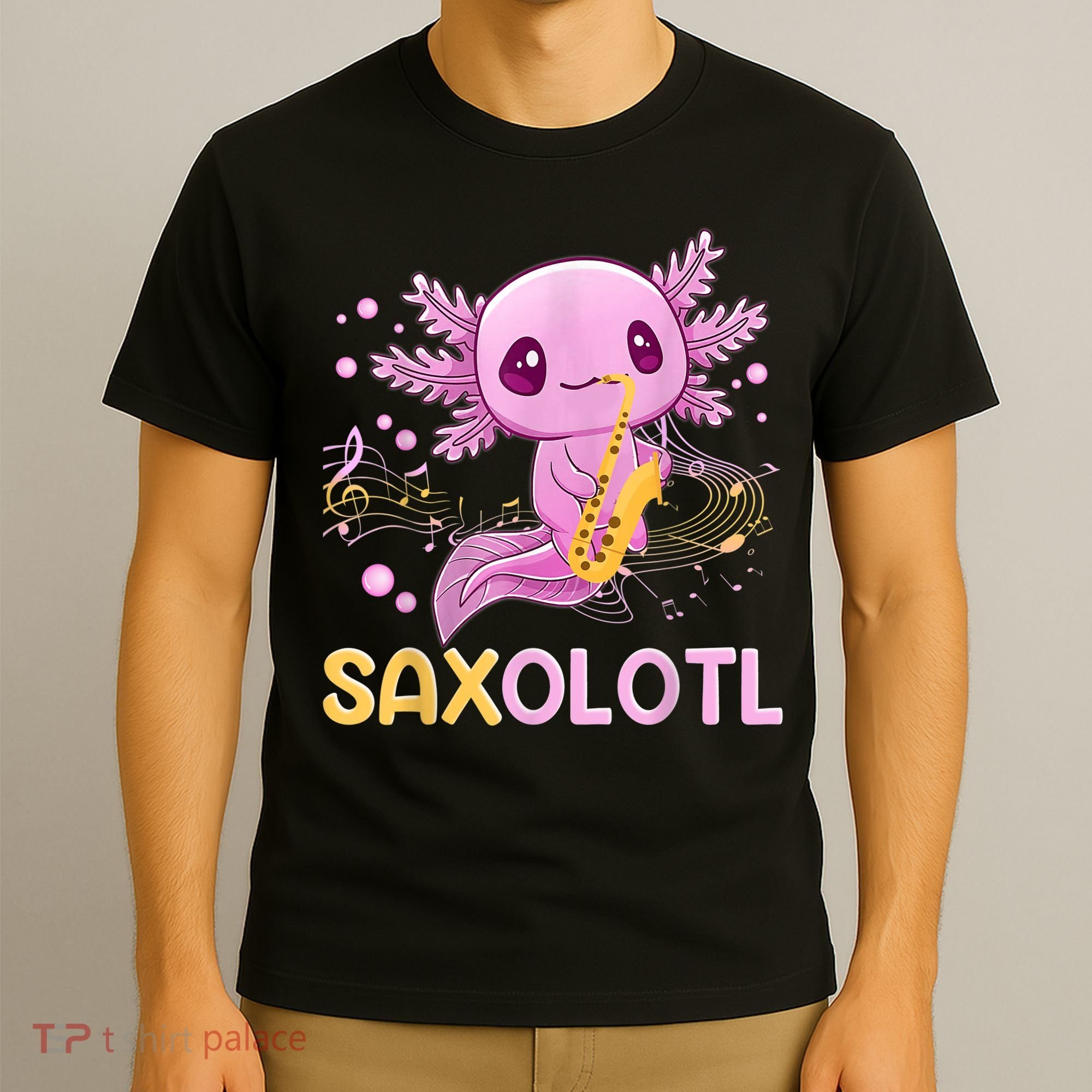Saxolotl Adorable Saxophone Playing Funny Axolotl Gift Girls T-Shirt