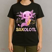 Saxolotl Adorable Saxophone Playing Funny Axolotl Gift Girls T-Shirt thumb 4