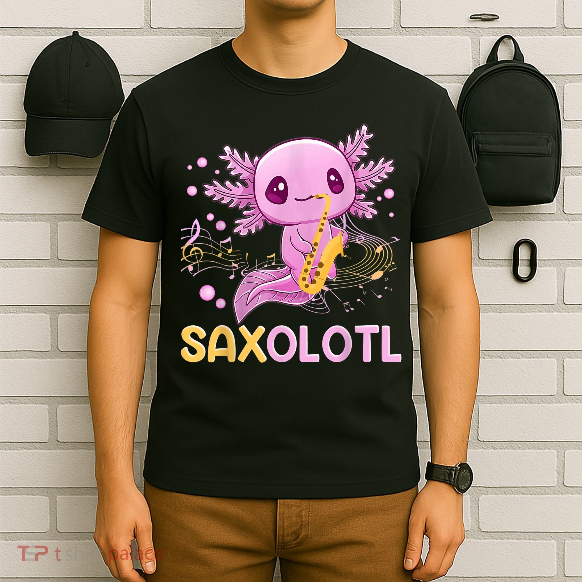 Saxolotl Adorable Saxophone Playing Funny Axolotl Gift Girls T-Shirt