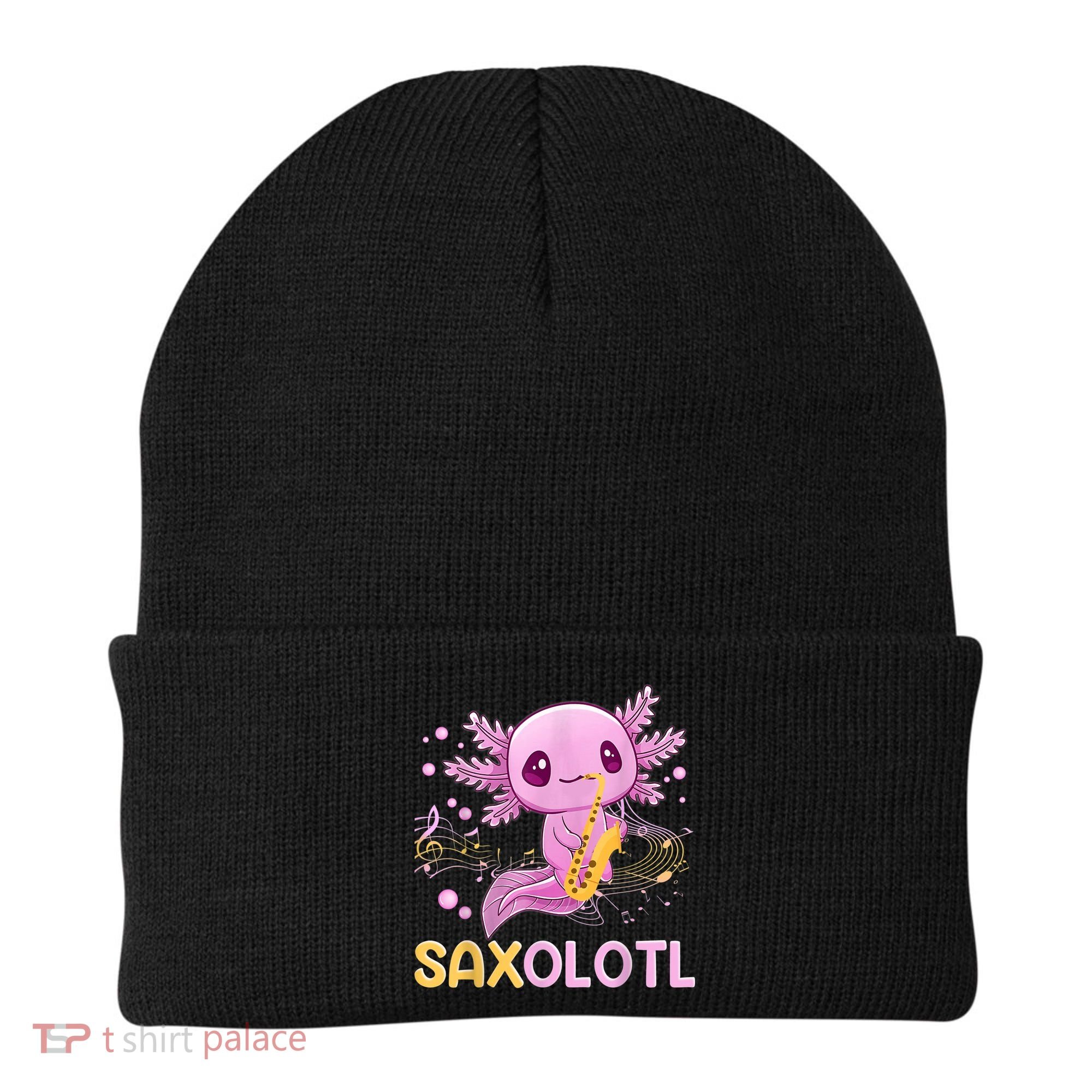 Saxolotl Adorable Saxophone Playing Funny Axolotl Gift Girls Beanie