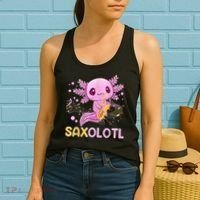 Saxolotl Adorable Saxophone Playing Funny Axolotl Gift Girls Women's Tank Top thumb 2