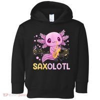 Saxolotl Adorable Saxophone Playing Funny Axolotl Gift Girls Toddler Hoodie thumb 0